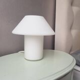 1980s white glass mushroom table lamp