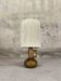 Lampe à poser vintage en bois, abat-jour en laine