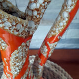 Large vase orange jug "fat lava" signed Vallauris.