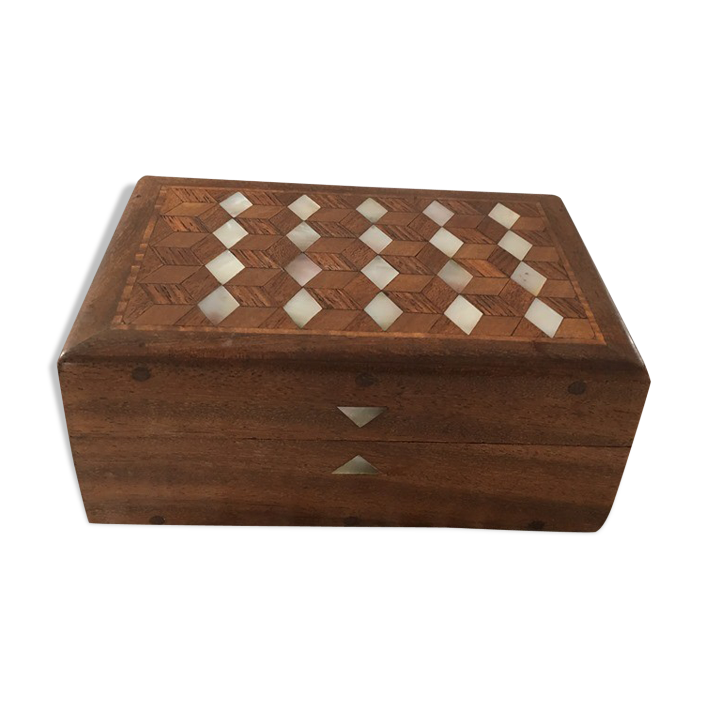 Wooden box encrusted with mother-of-pearl