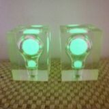 Pair of Pierre Giraudon resin inclusions bulbs