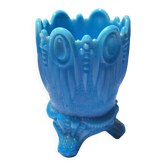 Portieux photophore porte-cigare ancien opaline bleu turquoise gothique