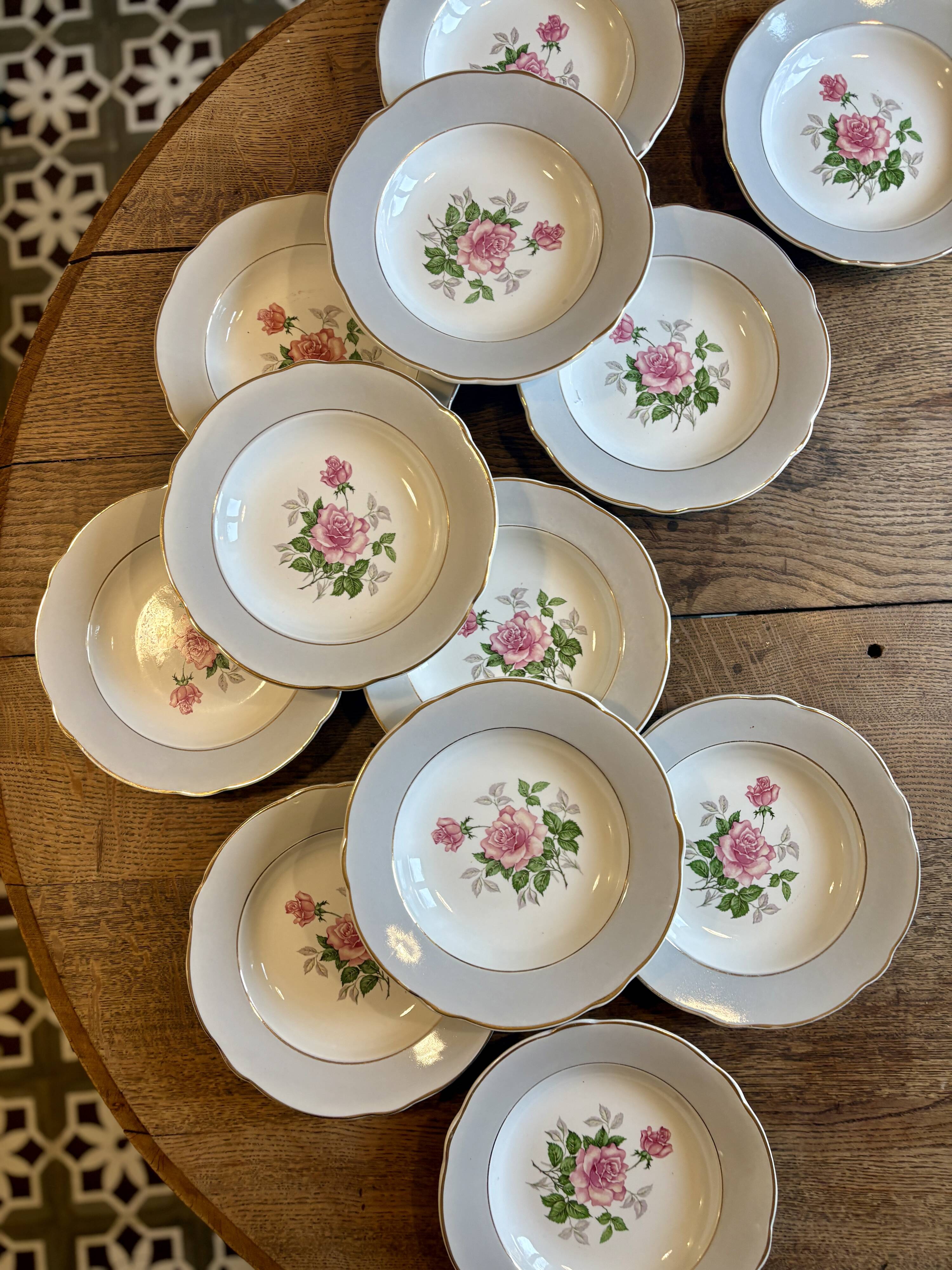 Set of 12 vintage deep plates - Fabiola model from Lunéville -