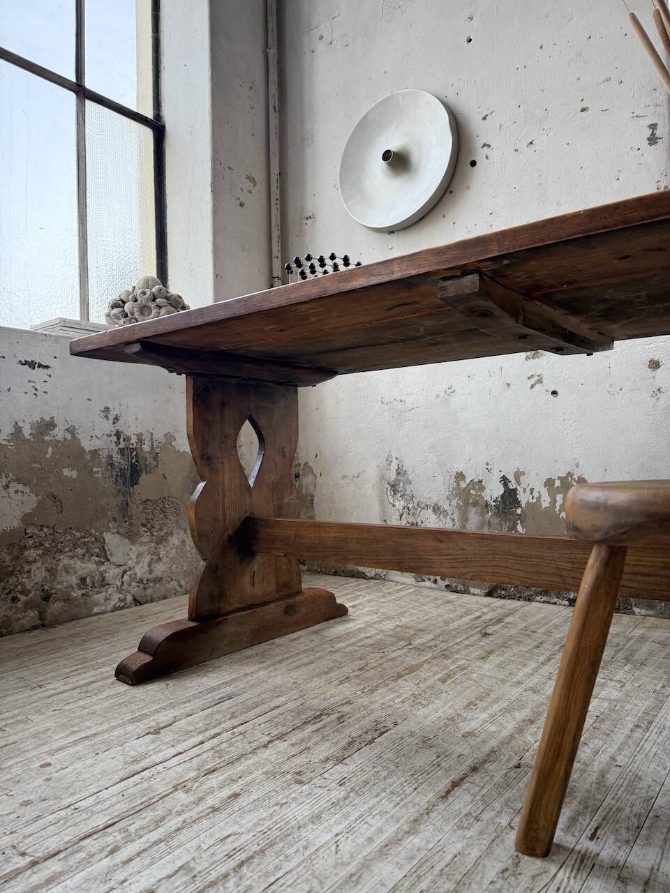 Monastery-style farmhouse table, pine, 210cm