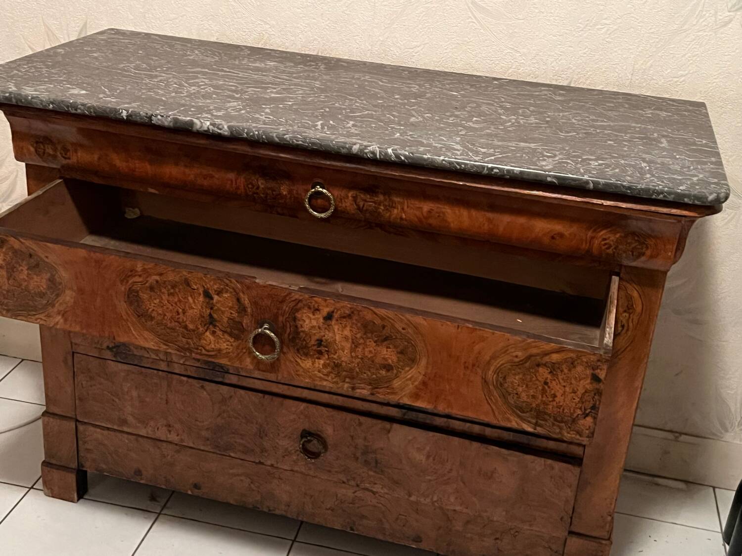 Chest of drawers with marble top