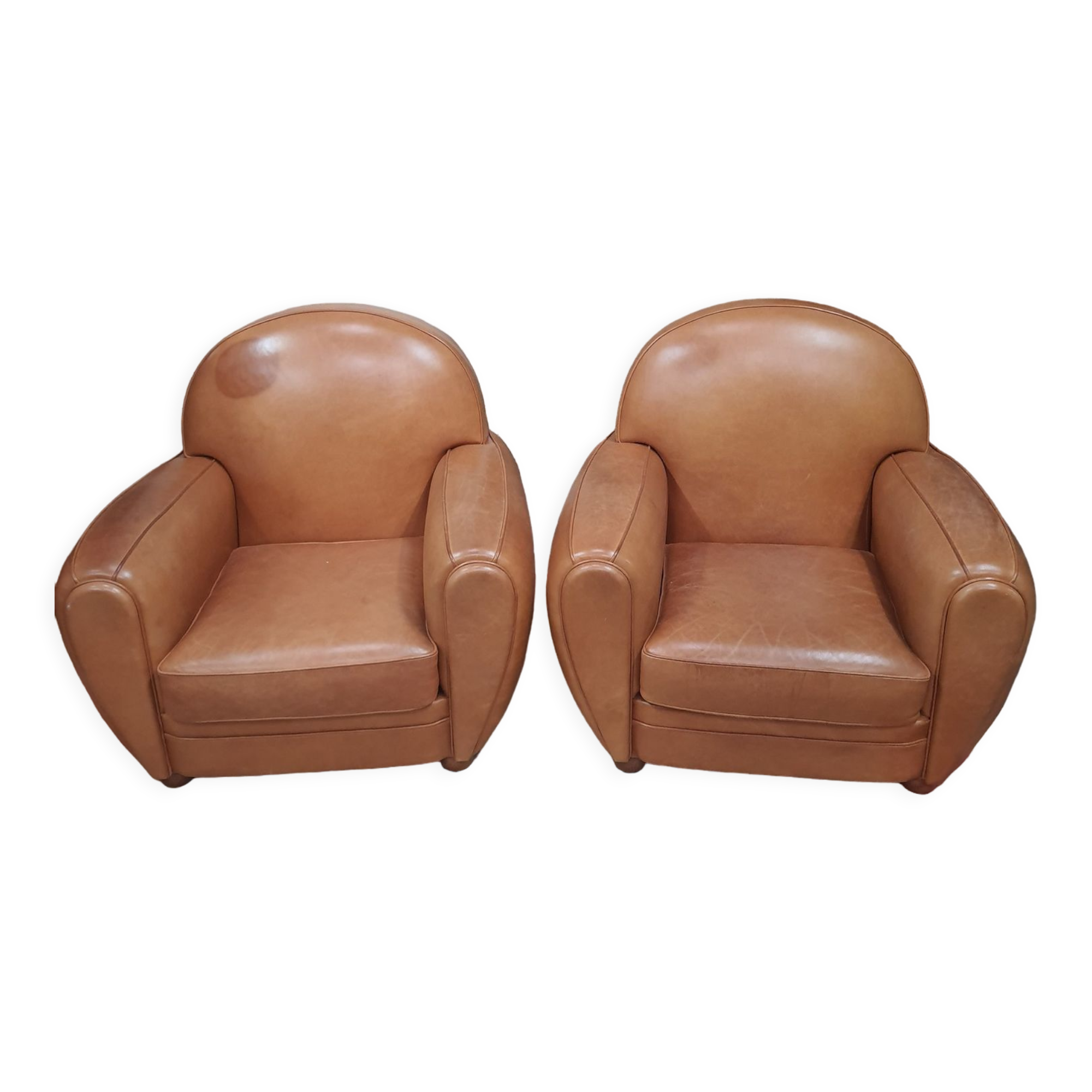 Pair of leather club chairs