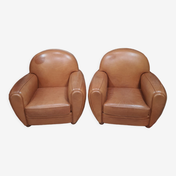 Pair of leather club chairs