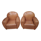 Pair of leather club chairs