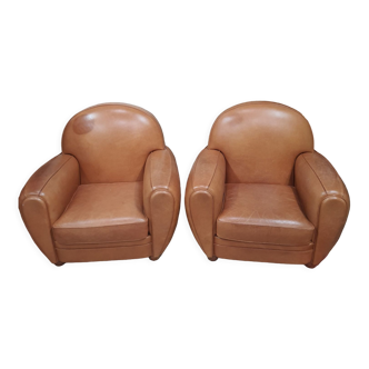 Pair of leather club chairs