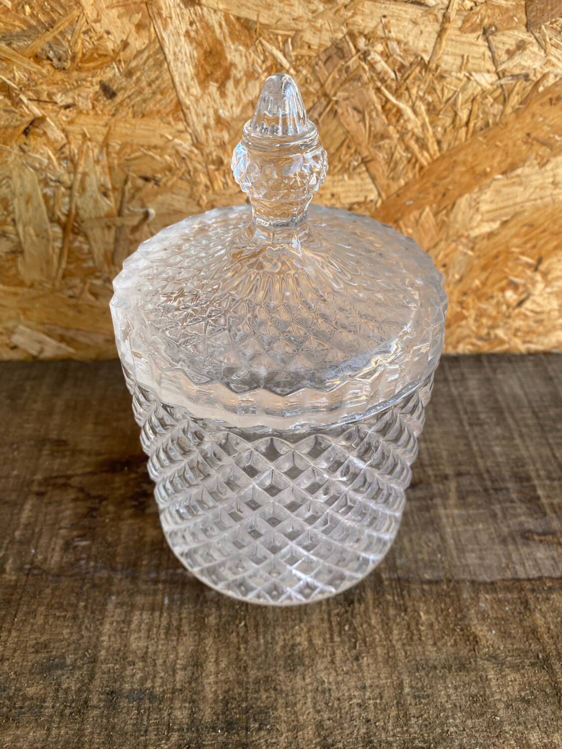 Vintage Molded Glass Bonbonnière Sugar Bowl #D903