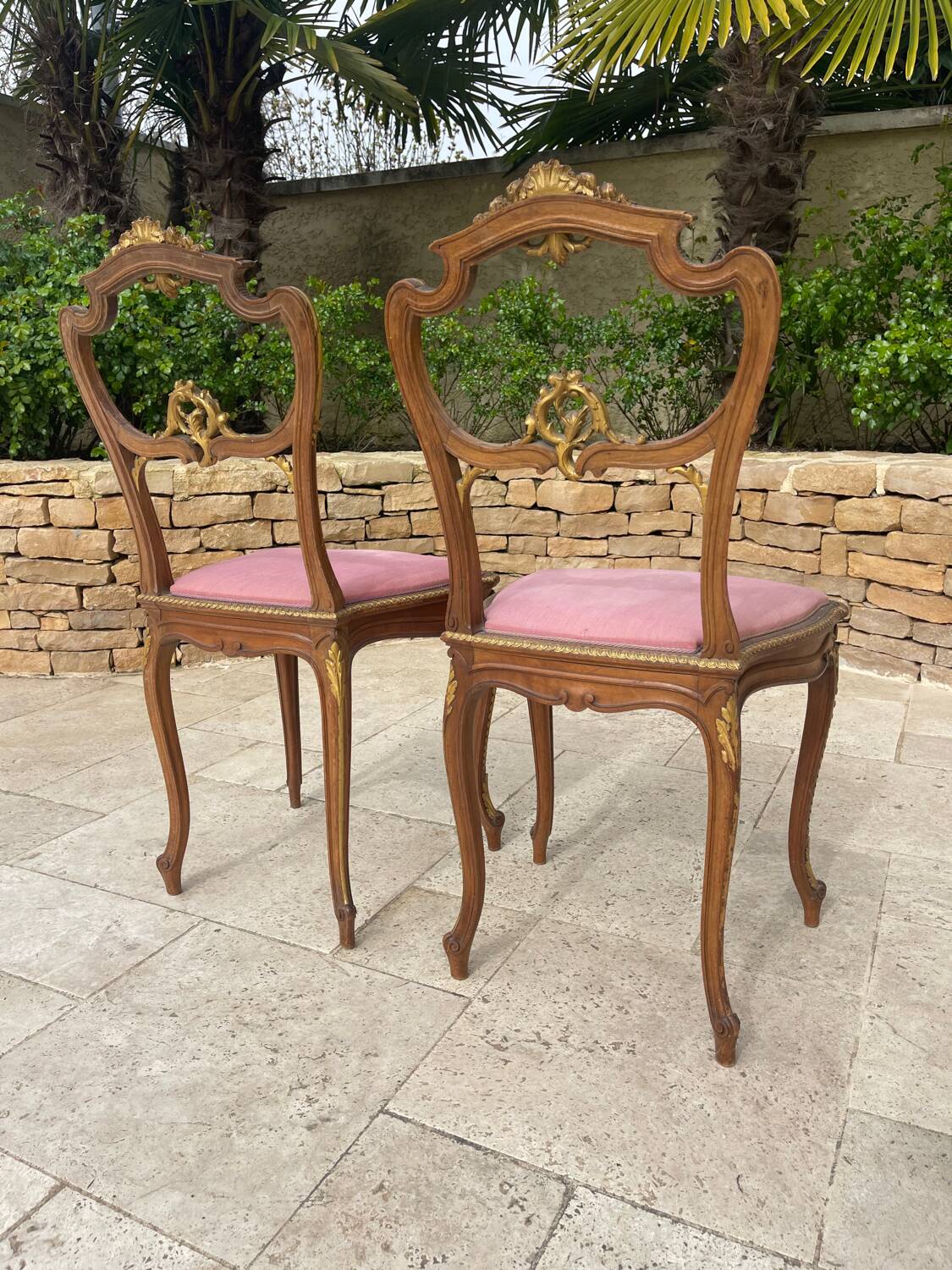 Pair of Louis XV Style Mahogany Chairs