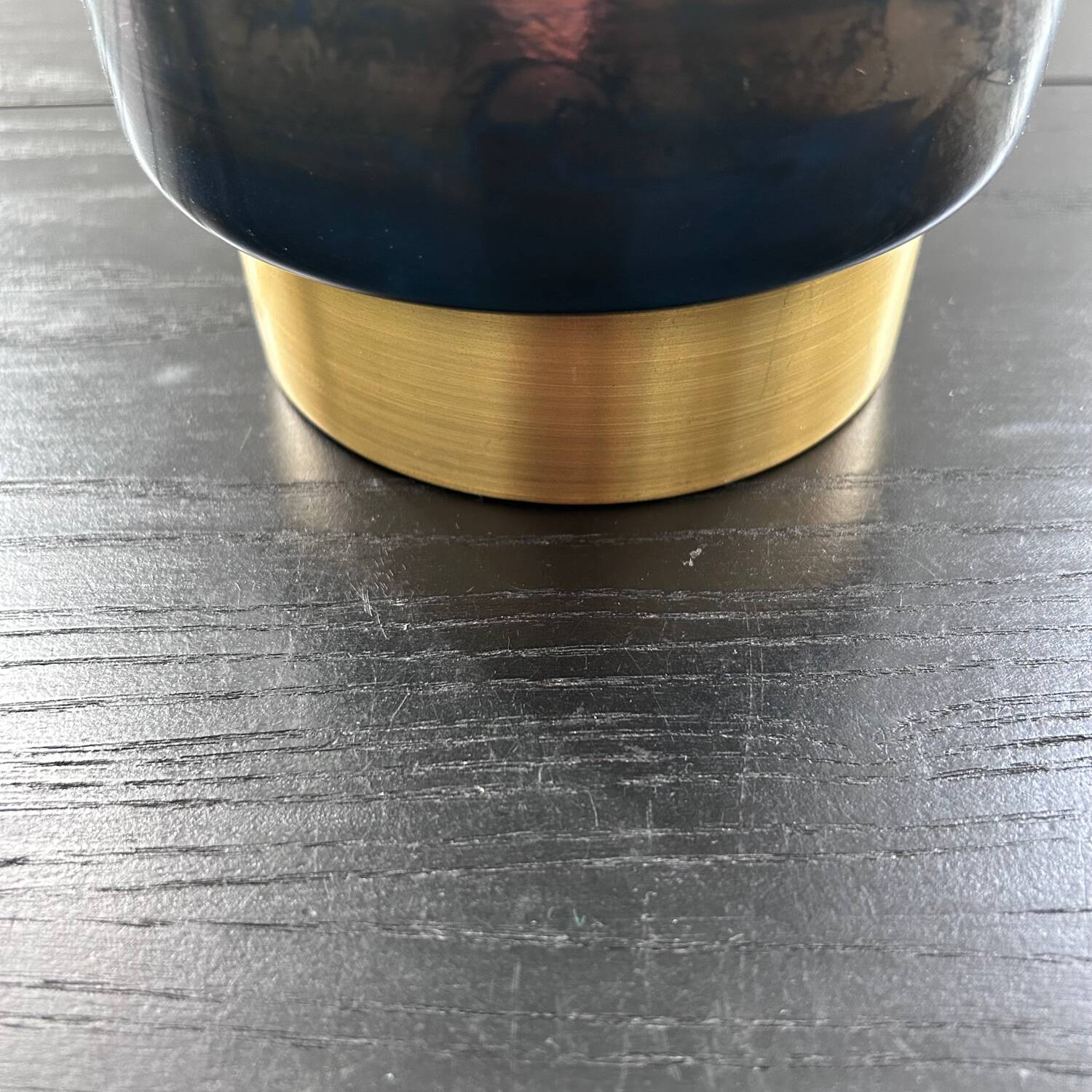 Blue glass and brass tealight holder