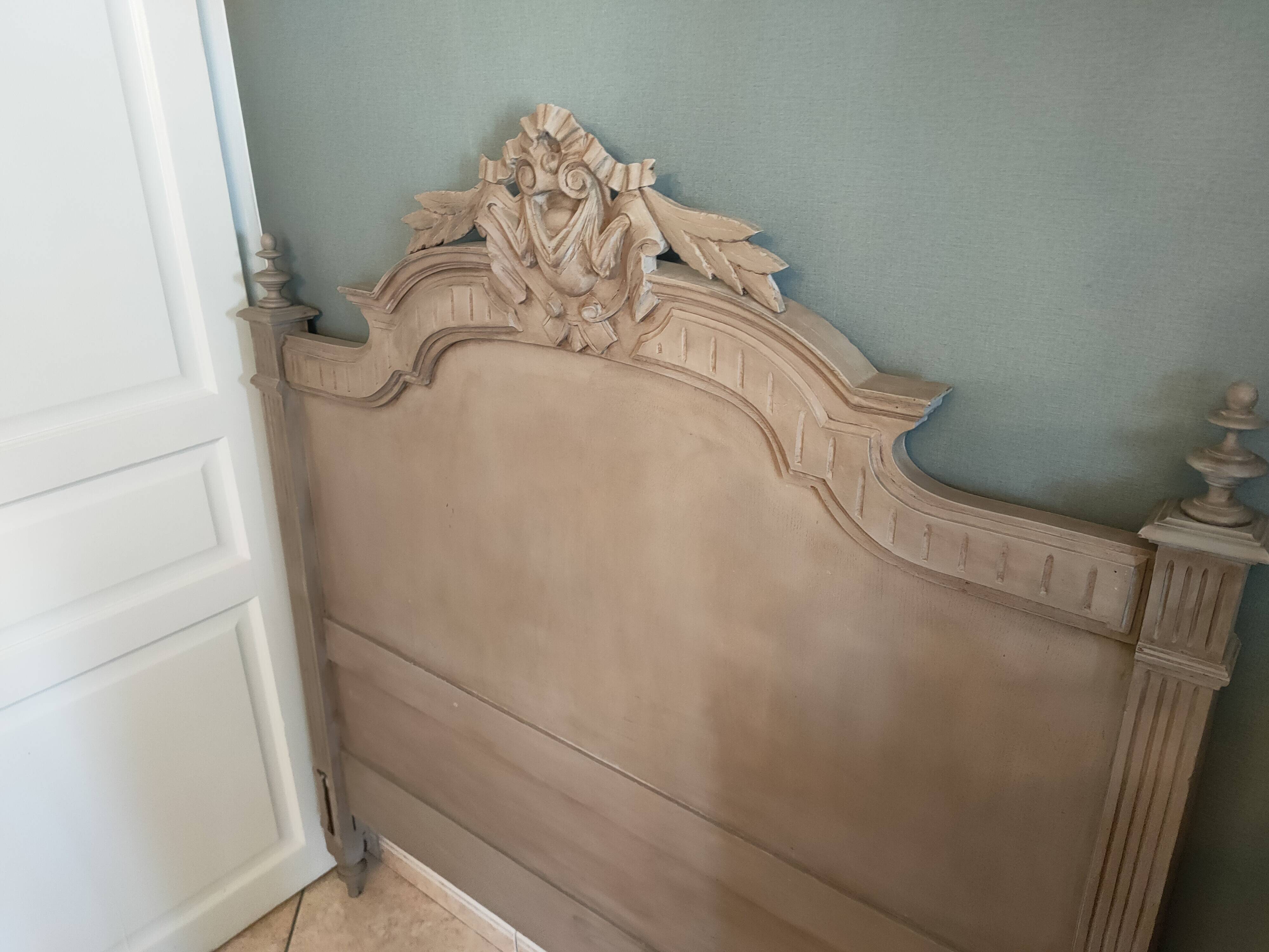 Antique painted wooden headboard
