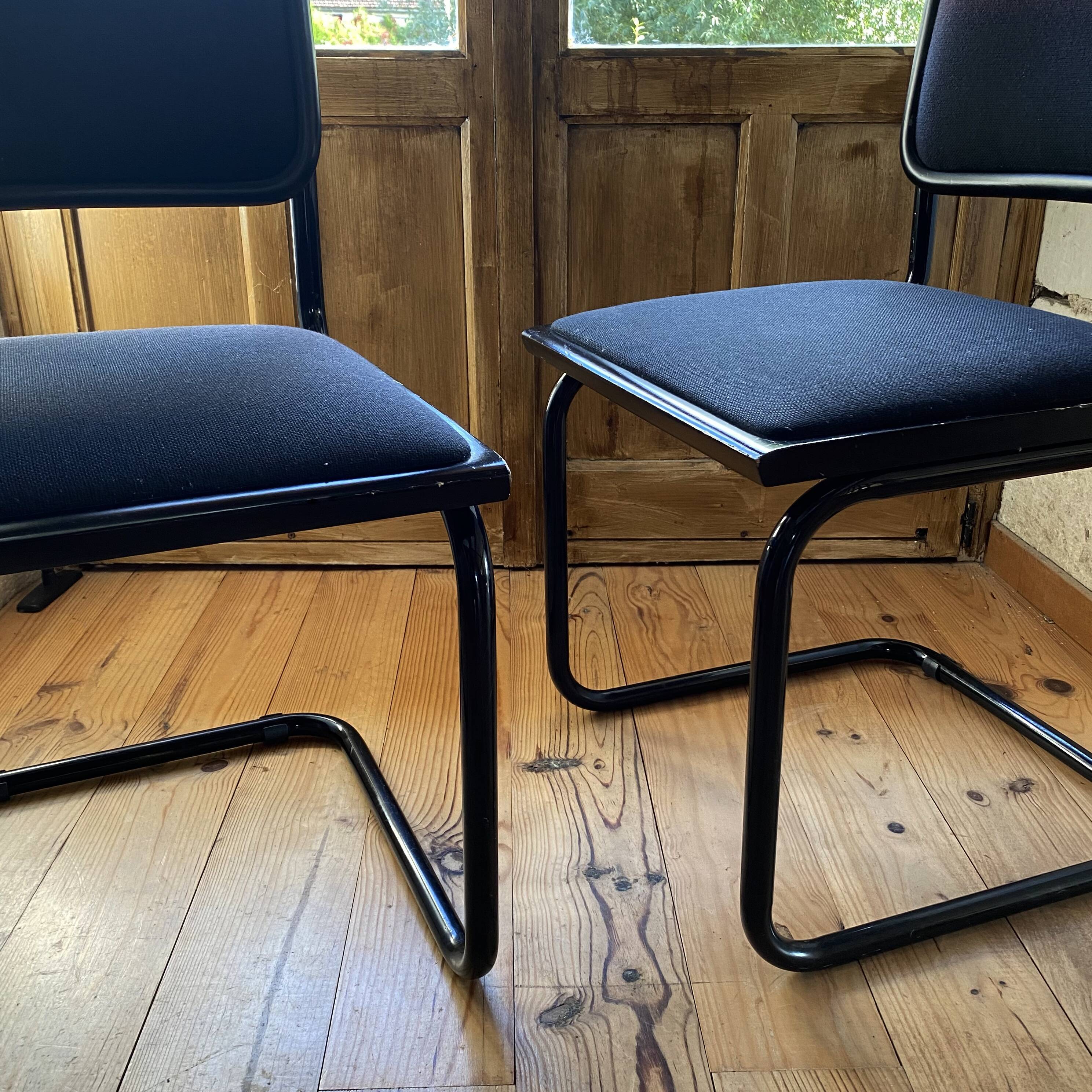 Pair of black Cesca B32 Marcel Breuer chairs