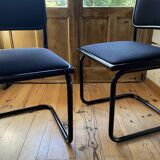 Pair of black Cesca B32 Marcel Breuer chairs