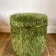 Pouf chest moumoute green and gold vintage years 60-70