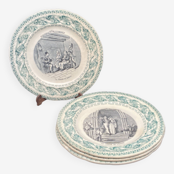 Talking cheese or dessert plates in opaque Gien porcelain