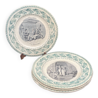 Talking cheese or dessert plates in opaque Gien porcelain