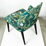 Austrian Thonet armchair from the mid-century with green "Ape" fabric upholstery.