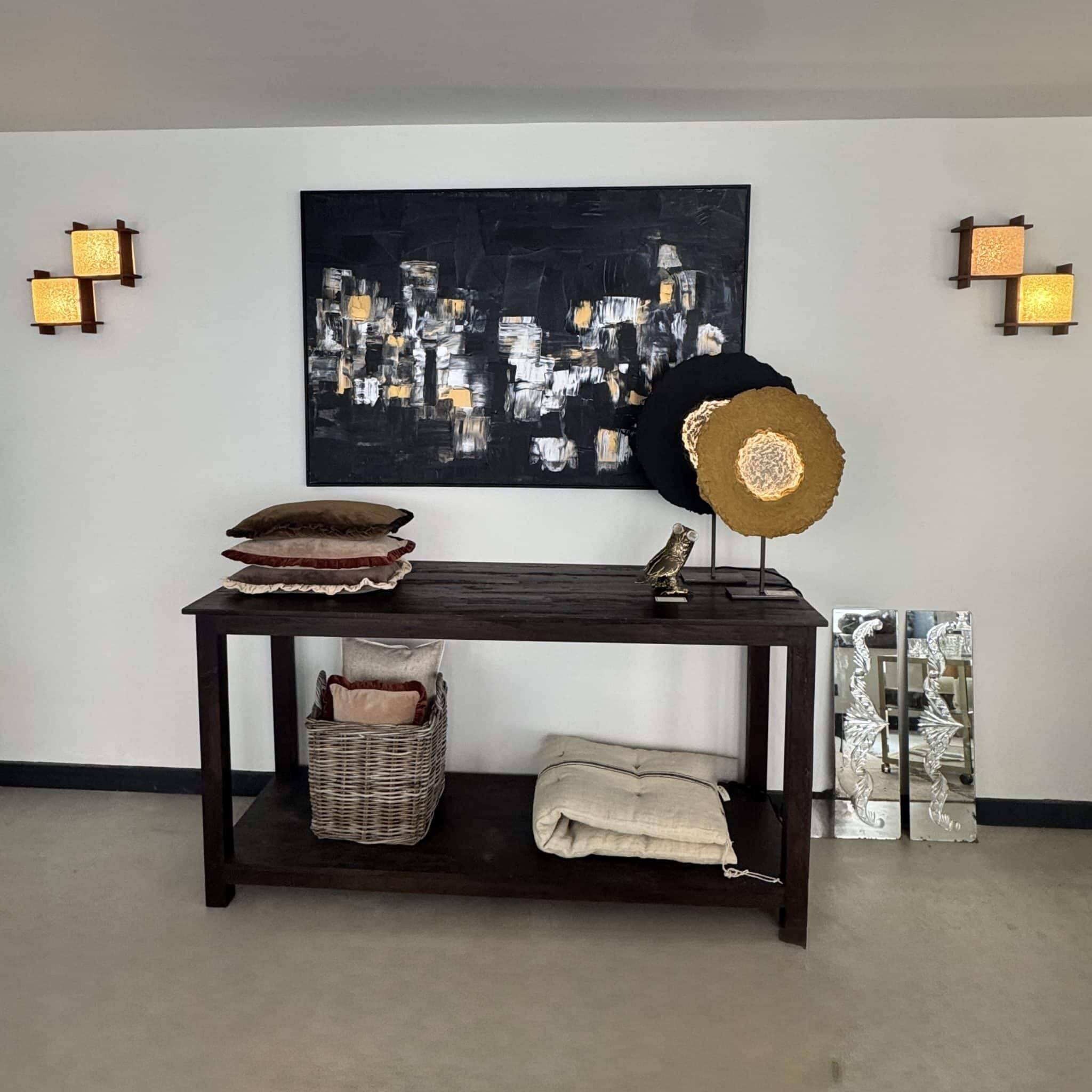 Pair of teak and Perspex wall lights – French work, circa 1955-1965