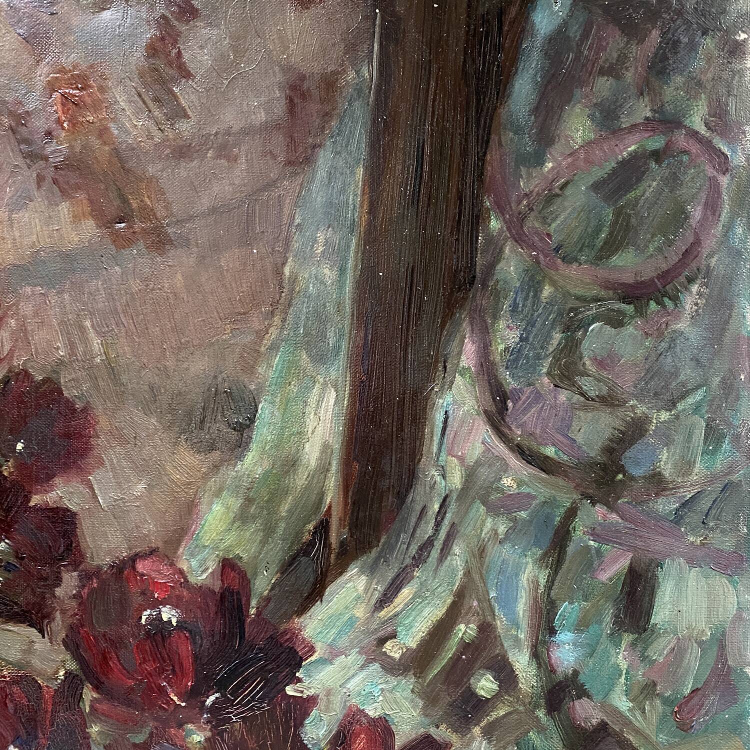 Painting 1952 "Bouquet with mirror signed Stermann