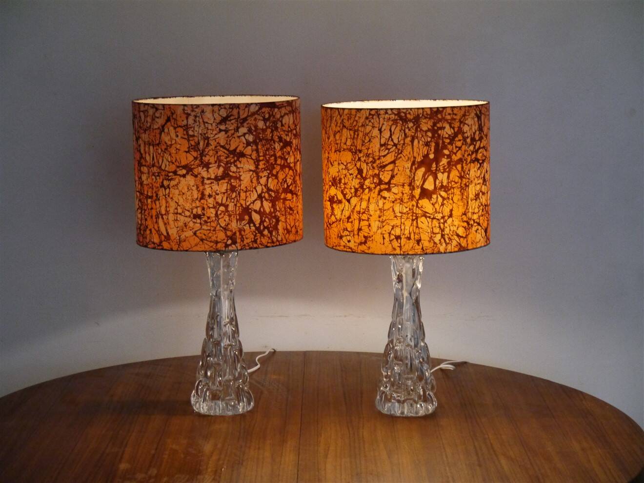 Pair of crystal lamps model RD477 by Carl Fagerlund