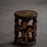 Decorative stool carved from African hardwood / Tribal art piece, mid-20th century