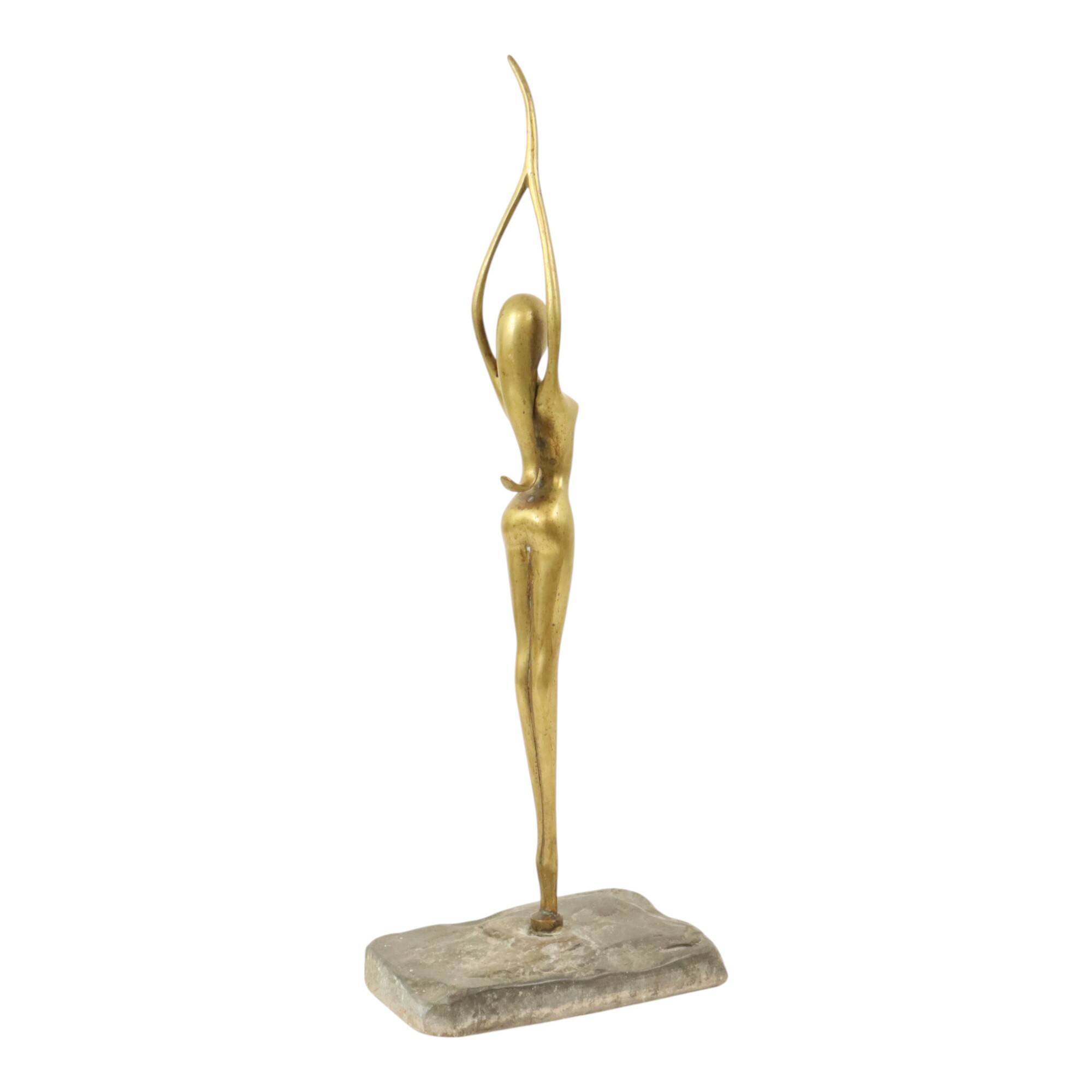 Abstract Image Nude Woman Ballerina Art Deco Style Brass 51cm