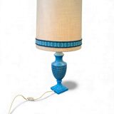 Tall vintage table lamp in blue ceramic / floor lamp
