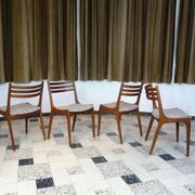 Set of 4 Scandinavian Modern teak dining chairs, Denmark 1960s