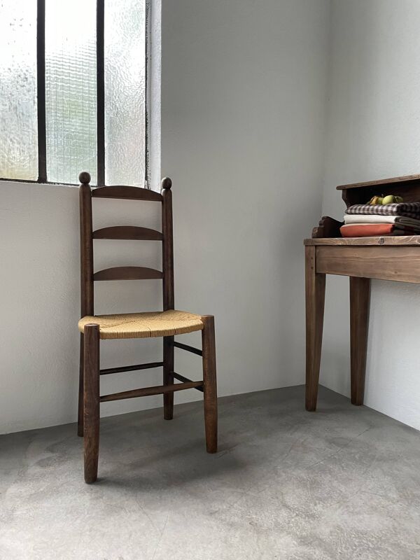 Chaise rustique paille chêne
