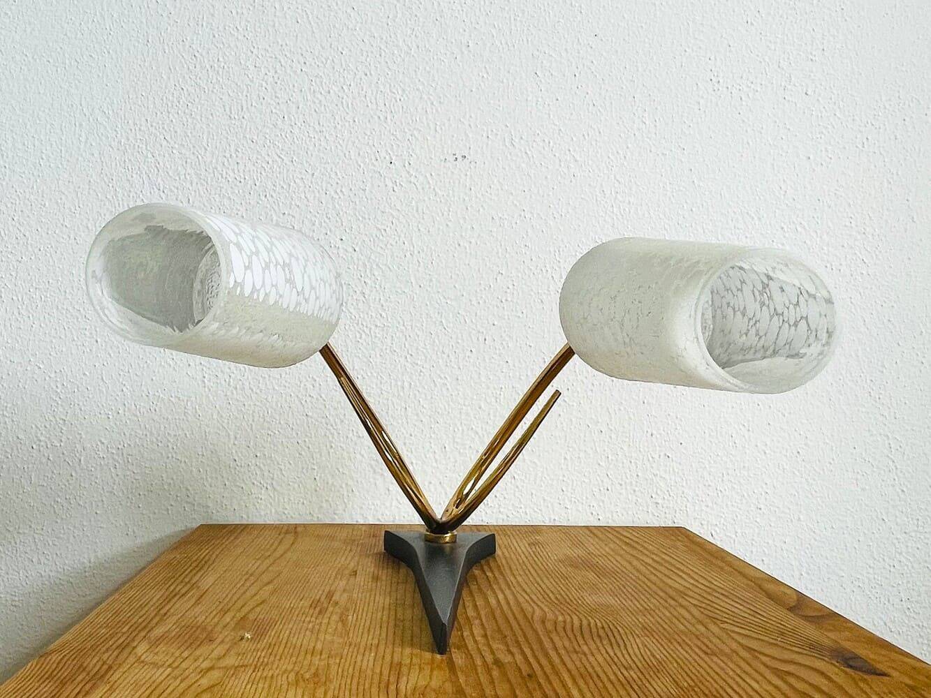 Pair of Mid Century Modern double wall sconce lights