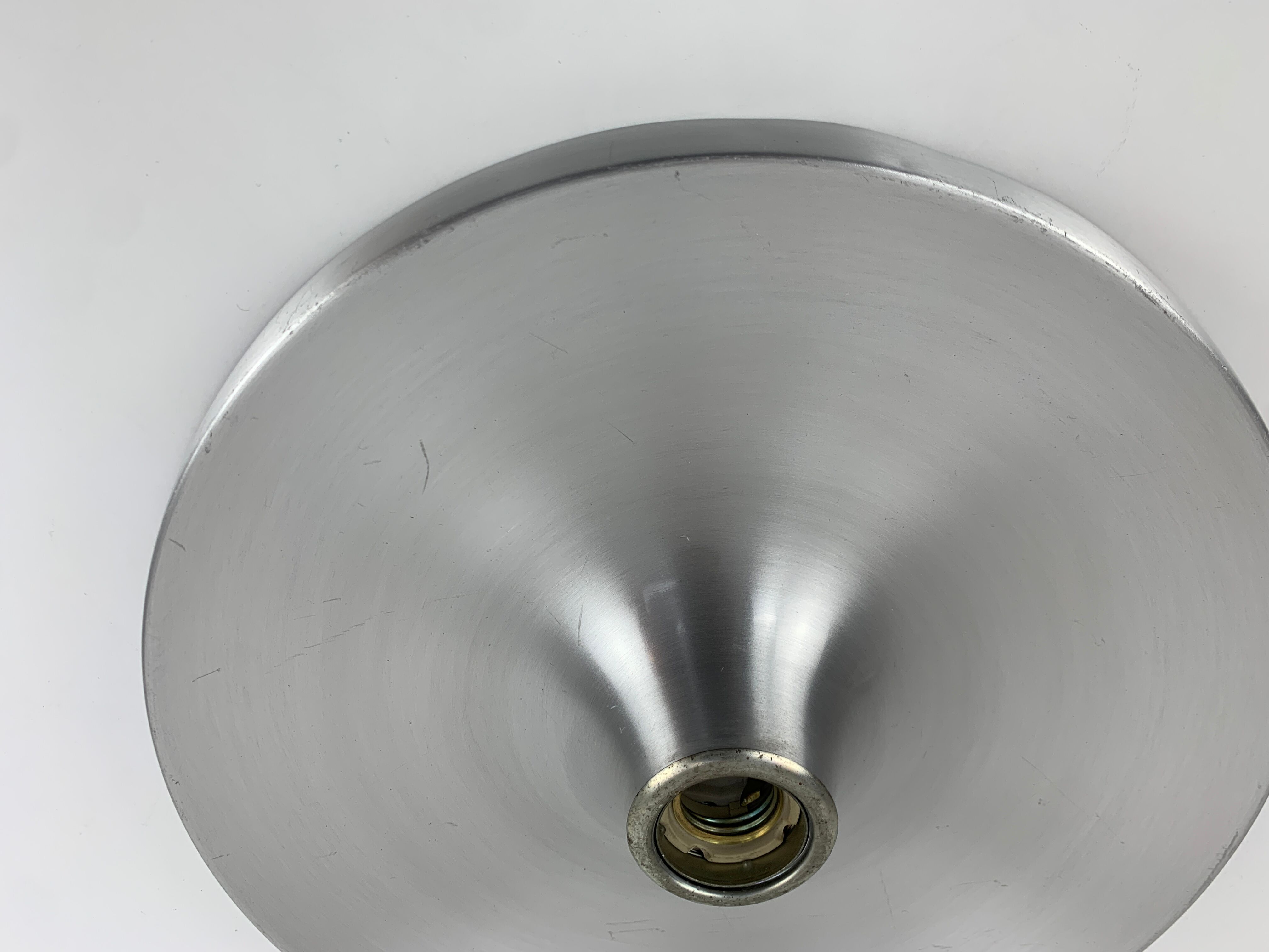 Space Age Flush Light Les Arcs Brushed Aluminum, 1960-70s