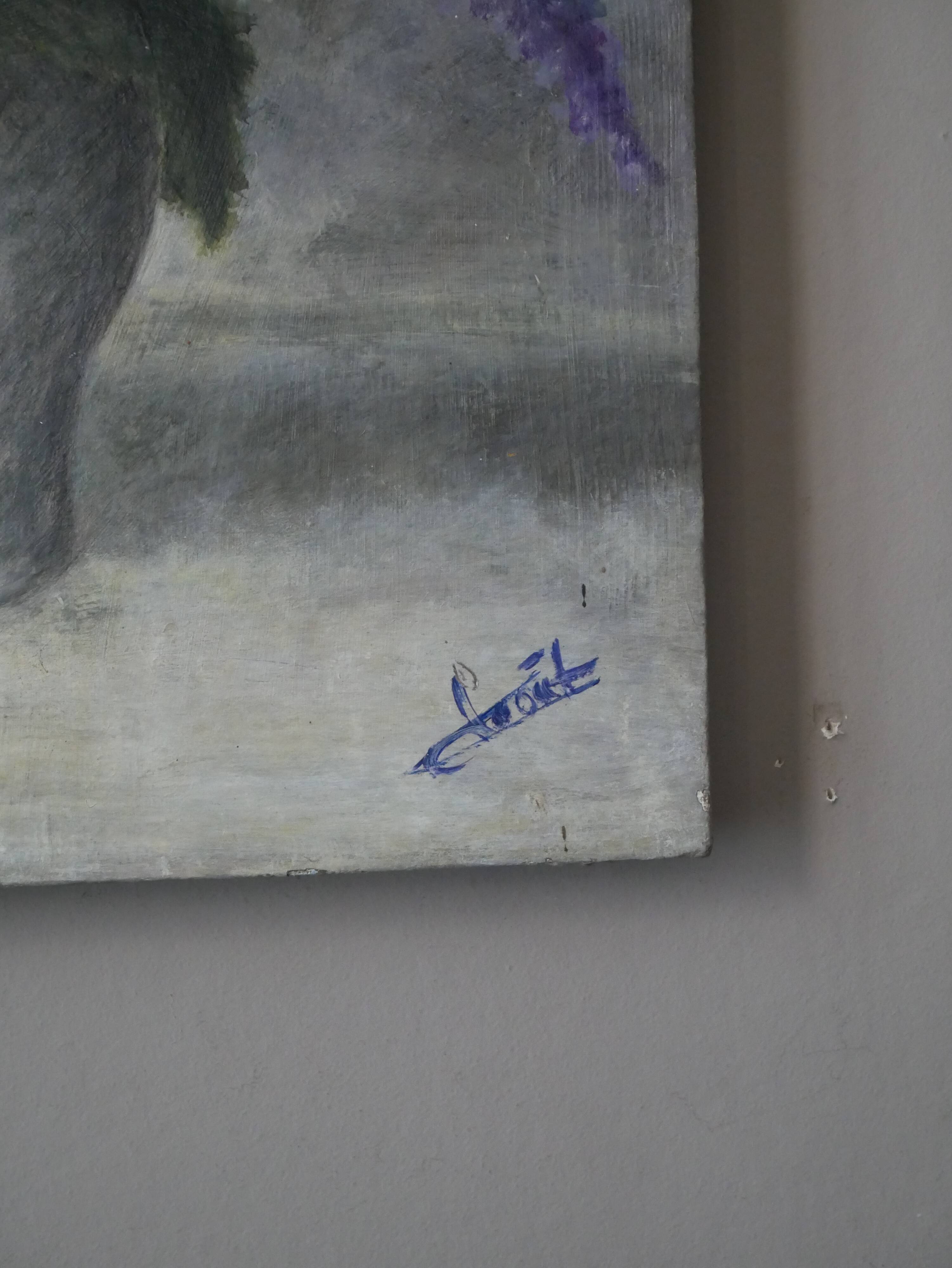 Oil painting on canvas floral composition still life bohemian countryside