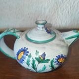 Vallauris ceramic teapot signed R. Rouma decorated with wild flowers