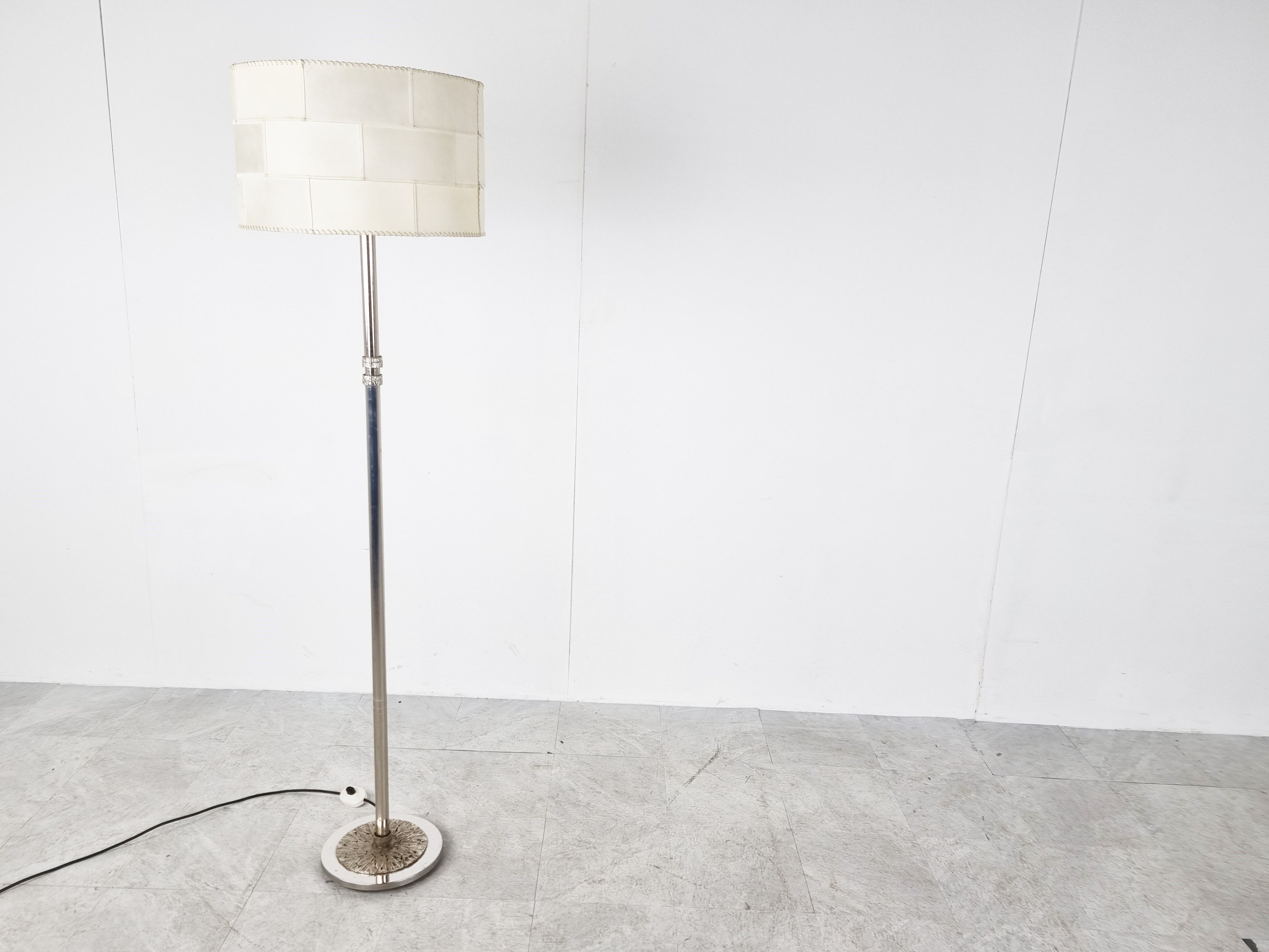 Chrome brutalist floor lamp, 1970s