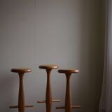 Set of 3 oak bar stools, mid-century Danish modern, Rainer Daumiller, 1960s.