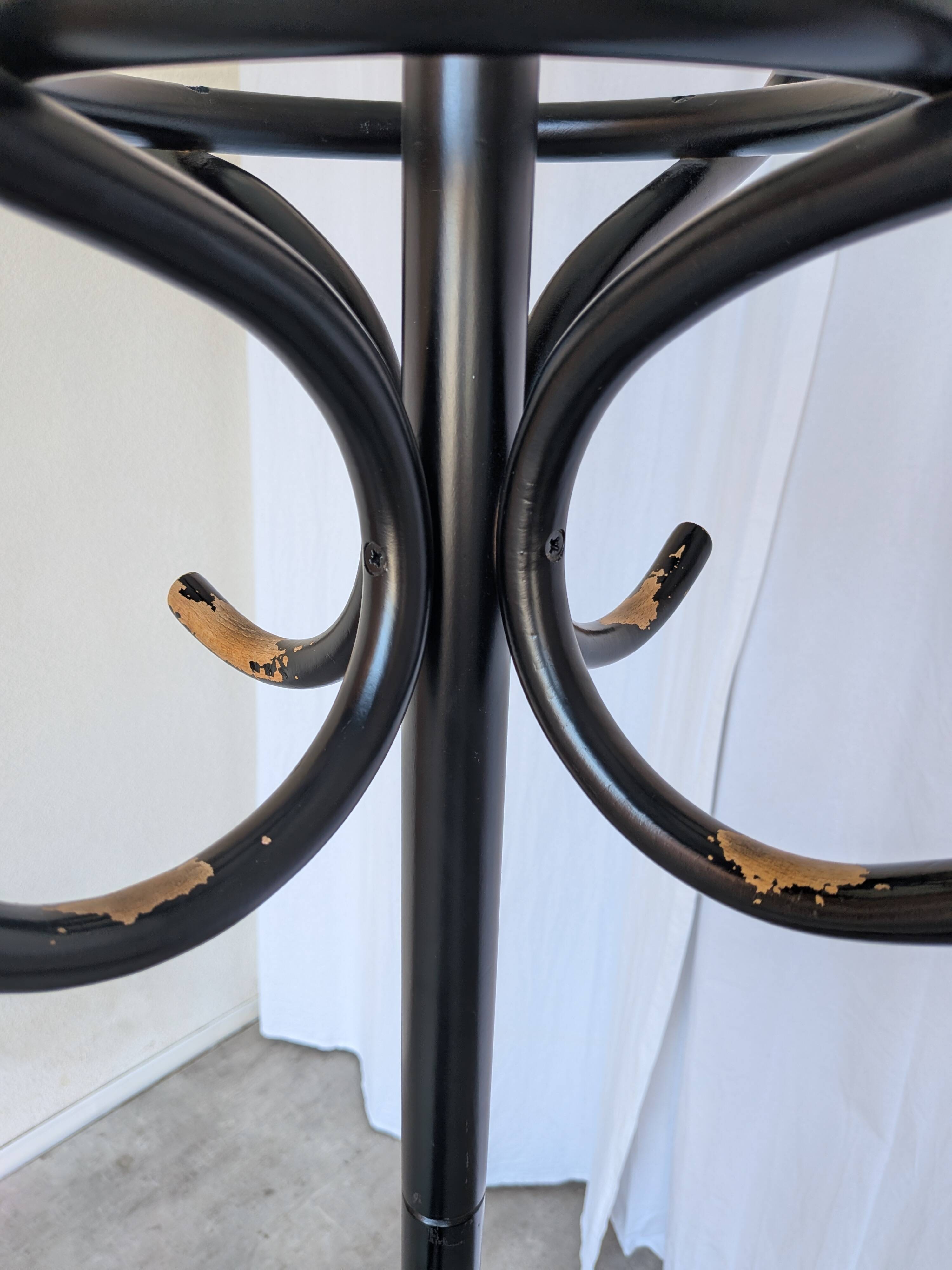 Vintage Black Bentwood Coat Stand in Thonet Style / Mid Century Hall Tree