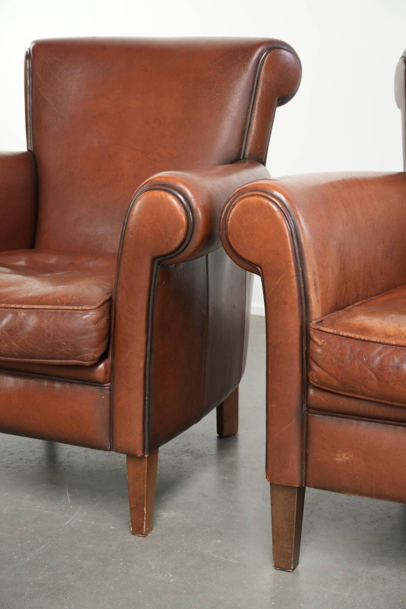 Set of 2 comfortable sheepskin armchairs with a timeless look