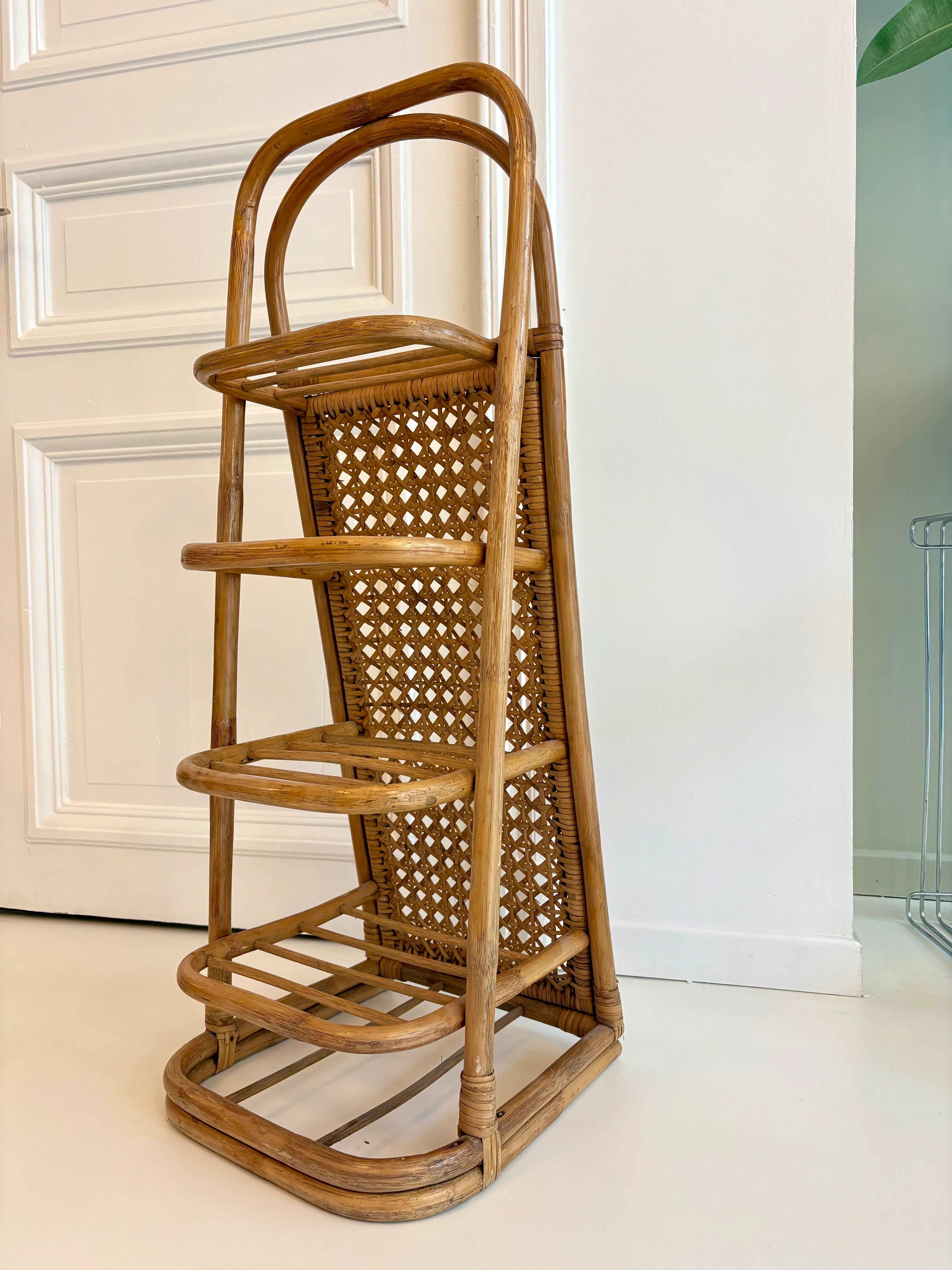 Vintage rattan and cane shelf – 1970s