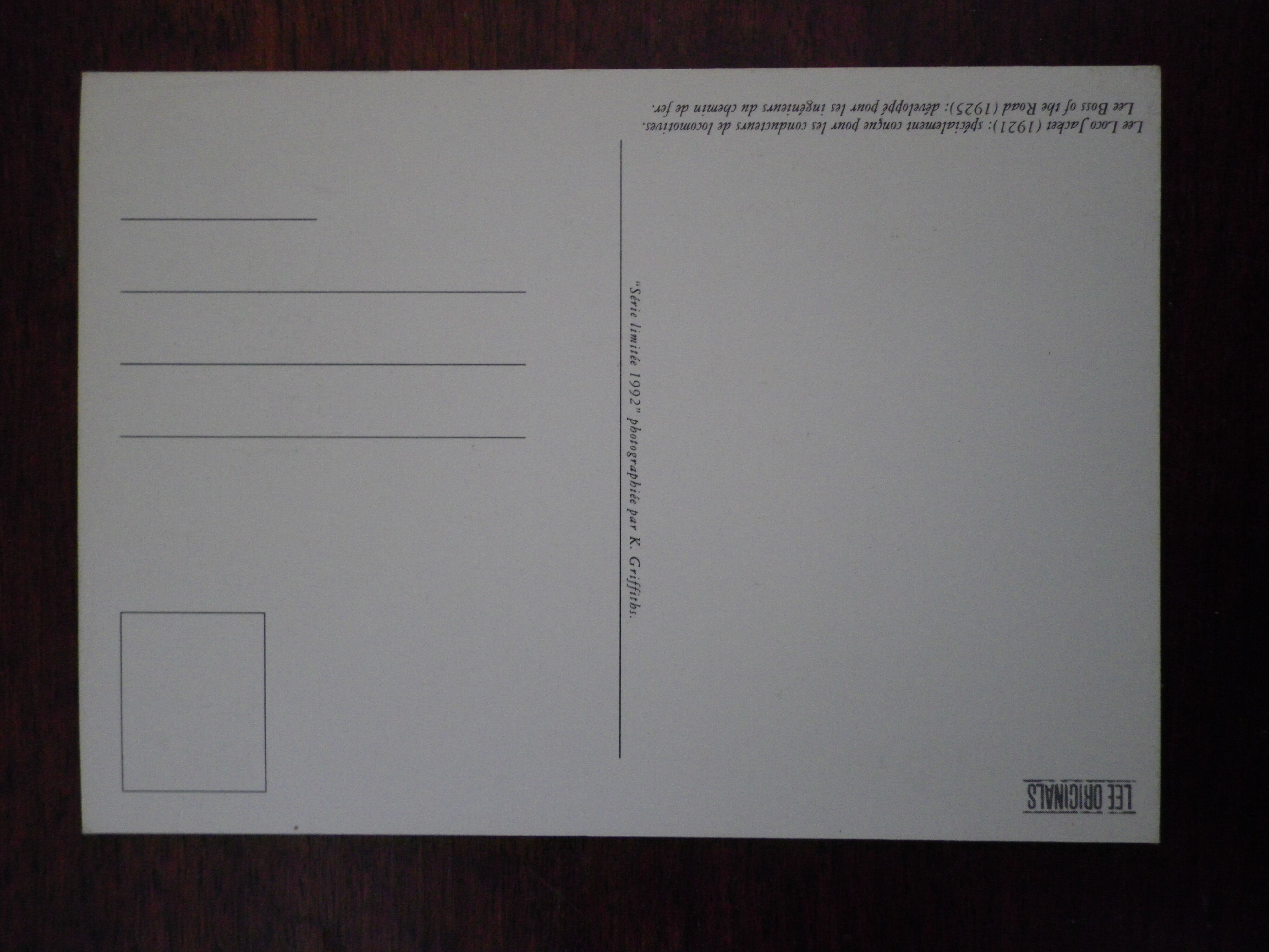 4 photographs/postcards, limited edition of 1992, in black and white