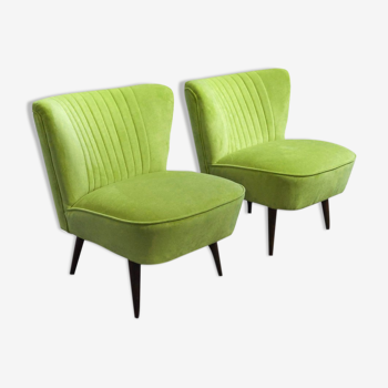 Hungarian Green Club Chairs, 1950s, Set of 2
