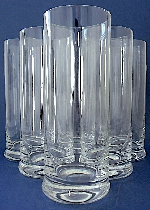 Suite of six glasses with orangeade, long drink, water or table in colorless crystal.