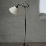 Danish Art Deco, adjustable wrought iron floor lamp, 1930s