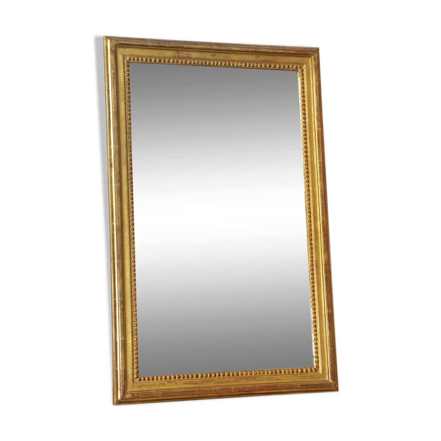 Miroir en bois doré avec moulure perlée - 70x46cm