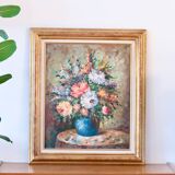 Large oil on canvas floral composition signed Boucher