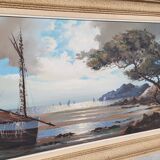 Oil on canvas, low tide, signed Le Dantec