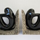 Pair of sculptural ceramic bookends design 70s