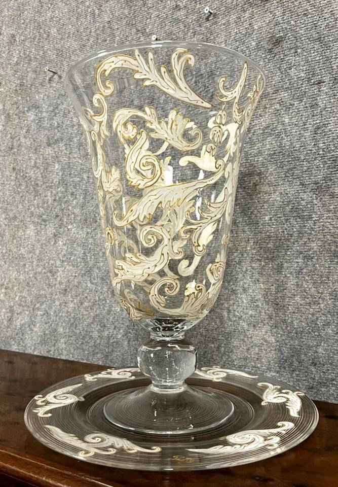 luxurious crystal vase and tray set / Murano - Baccarat