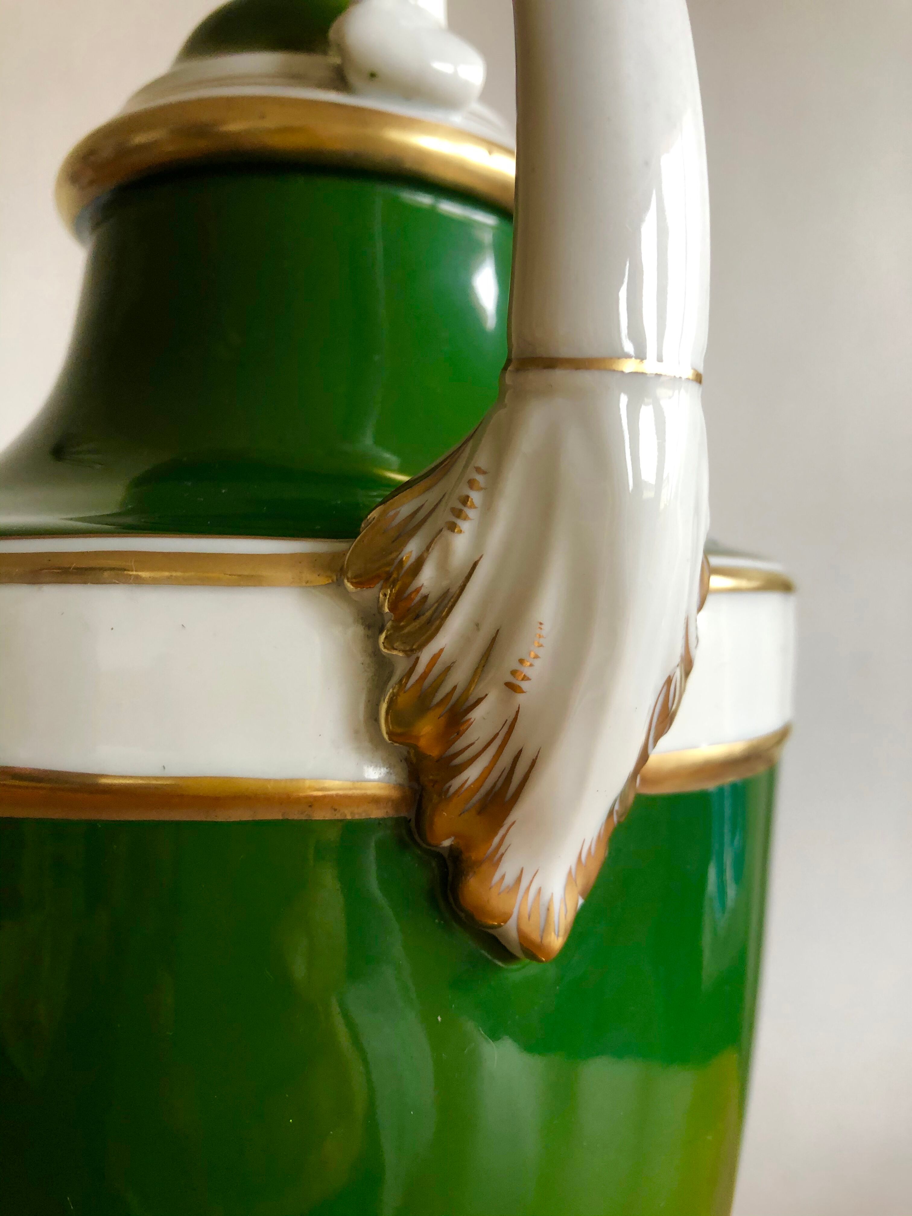 Green and gold ceramic amphora lamp foot
